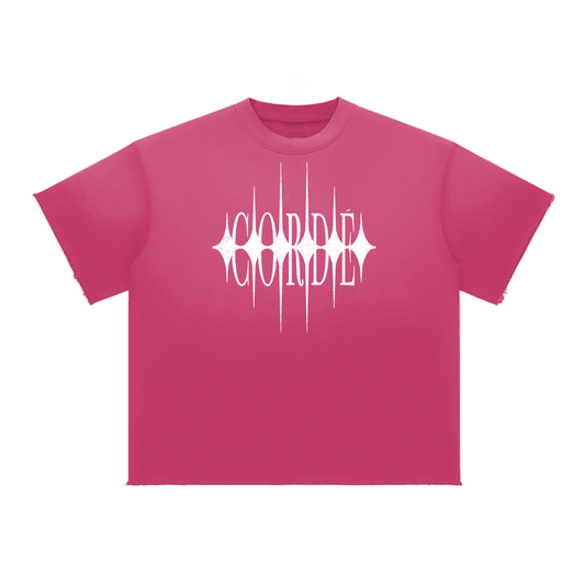 RAW EDGE TEE ROSE RED